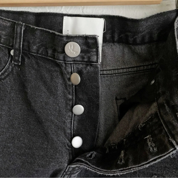 One Teaspoon Junkyard Distressed MicroMini Denim Skirt Black Sz 27 - Picture 4 of 7